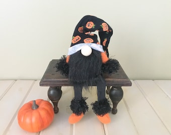 Handmade Halloween Jackolatern Gnome