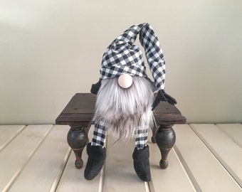 Black and White Buffalo Plaid Gnome FREE SHIPPING