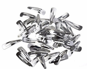 Silver Tone Snap Hair Clips, DIY Hair Accessories (40mm, 50mm, 60mm)