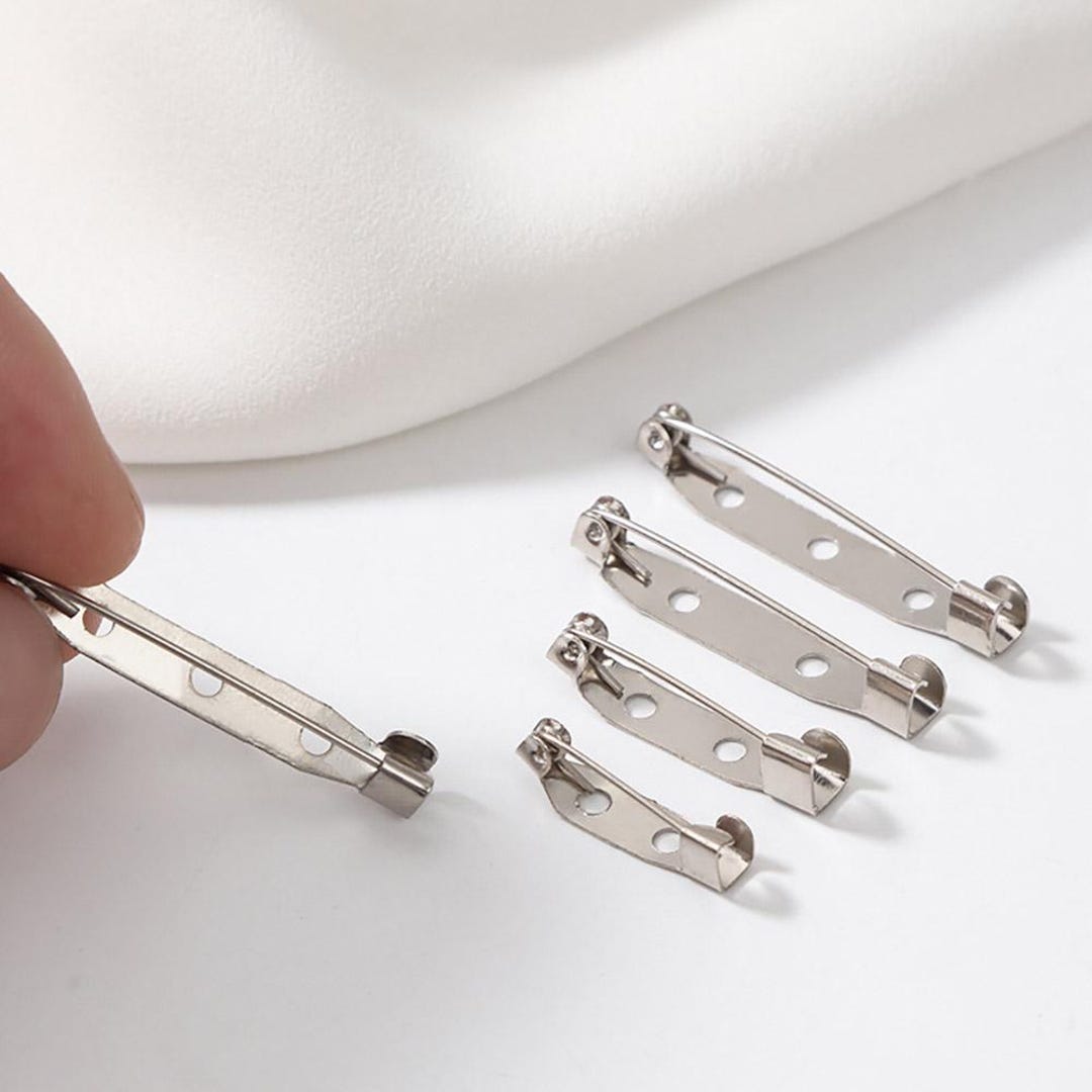 Practical Silver Tone Safety Brooch Back Safety Catch Bar Pins Jewelry ...