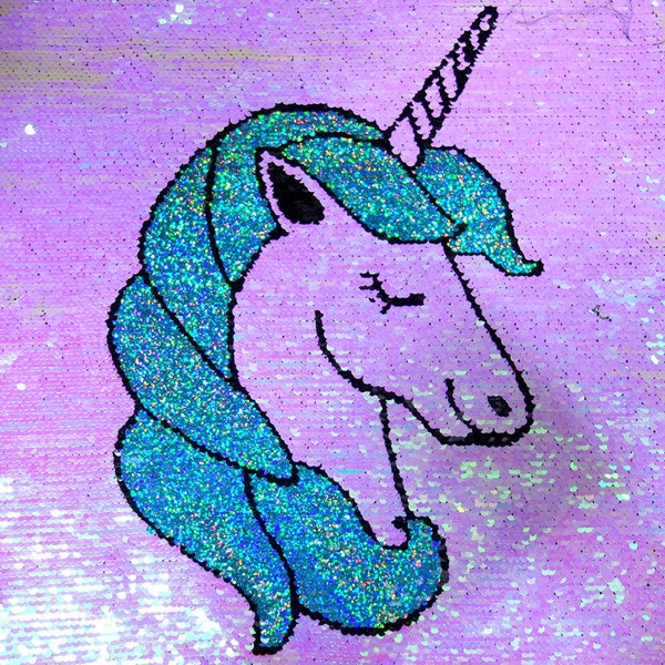 1 Piece Unicorn Fabric 5mm Mermaid Shiny Reversible Sequin Fabric,Two-tone Flip up Sequins Fabric for Pillow,Costumes etc(40cmx40cm)