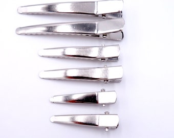 Silver Alligator Hair Clips, Metal Prong Barrette Blanks, DIY Supplies