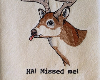 Embroidered Kitchen Tea Towel-Missed Me Deer