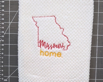 State of Missouri embroidered kitchen towel -many colors available