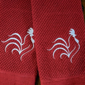Embroidered Rooster towels-set of 2