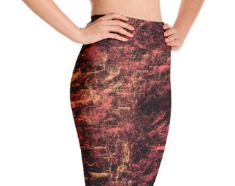 Yoga Leggings, red and black leggings, fire print, dark leggings, high rise yoga pants, sports gear, lounge attire