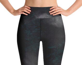 Black Yoga Leggings, nebula, space leggings, celestial print, lounge gear, sports gear