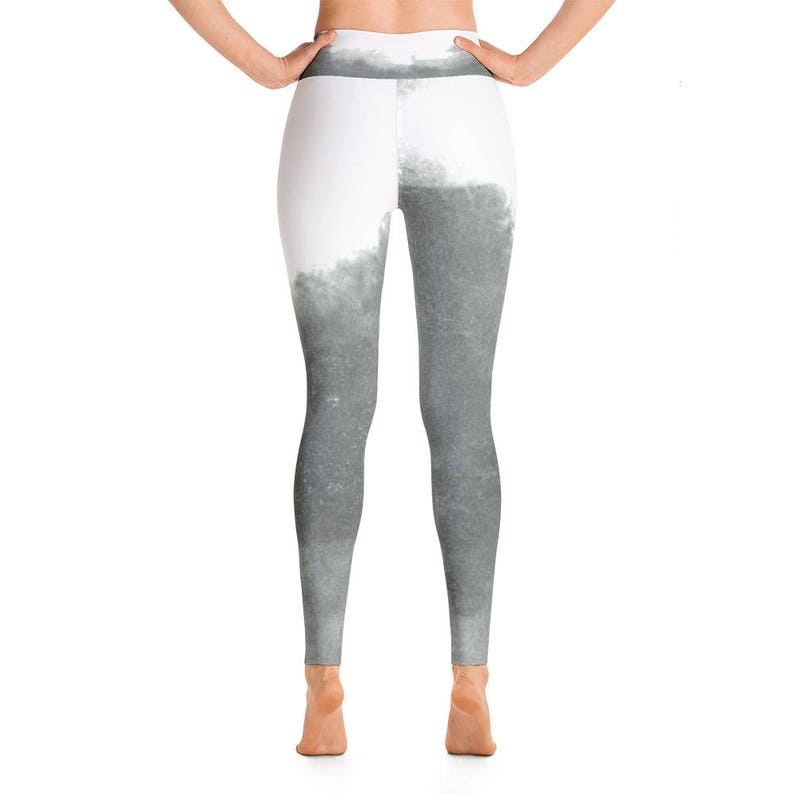 illustrated leggings handmade legging forest yoga pants handmade stretchy yoga pants Yoga leggings with black and white forest print