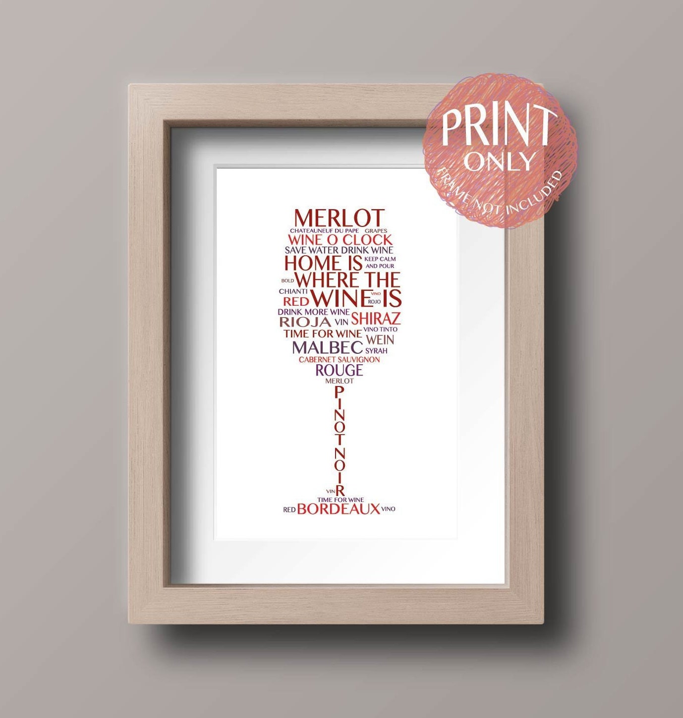 Personnalisé Cocktail Verre Word Art A4 Print Home cadeau souvenir Toute Occasion