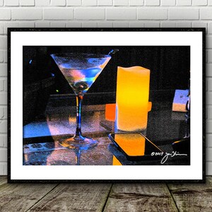 Martini and Candle. A Digital Divine Abstract Photo Rendering For Home or Office Decor.  Printable Digital Download, Large Print