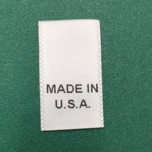 100 pcs of MADE IN U.S.A. printed white satin label