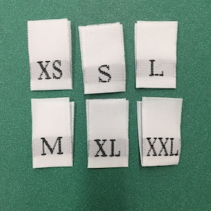 250 pcs of you Pick and Choose high quality white woven size tab &quot;XS-XXL&quot;