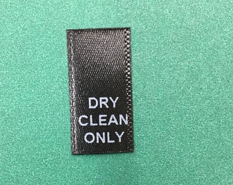 100 pcs of DRY CLEAN ONLY printed black satin care label