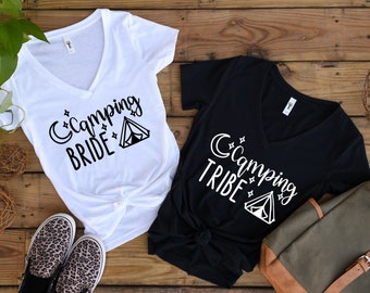 Camping Bachelorette Party Shirts | Camping Bride | Camping Tribe | Camp Bachelorette | Glamping Trip | Friends Camping Trip | Hiking Trip