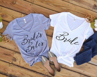 Bride's Babes Shirts | Classy Bachelorette | Babe of Honor T-Shirts | Bride V-Neck Shirt | Bachelorette Party Shirts | Bridal Party Shirts