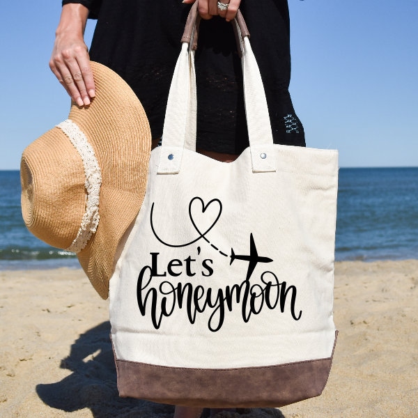 Let's Honeymoon Tote Bag | Canvas Resort Tote | Honeymoon Luggage | Wedding Gift Bag | Honeymoon Present | Travel Gift | Beach Shoulder Bag