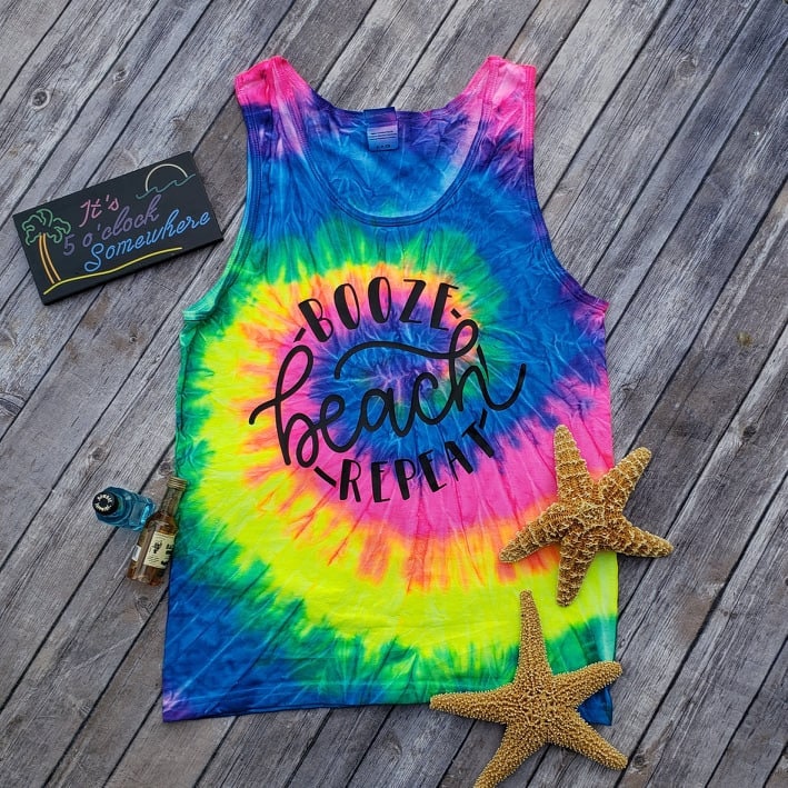 Tie Dye Bachelorette Party Tank Top Booze Beach Repeat Girls | Etsy