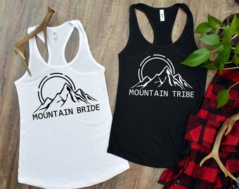 Mountain Bachelorette Party Tank Tops | Mountain Bride | Mountain Tribe | Girls Cabin Trip | Flannel Theme Party Tee | Glamping Trip | Camp