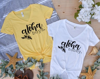 Bachelorette Party Shirts Hawaii | Aloha Hubby | Aloha Boys | Tropical Bachelorette | Hawaiian Girls Trip | | Luau Theme | Island Tees