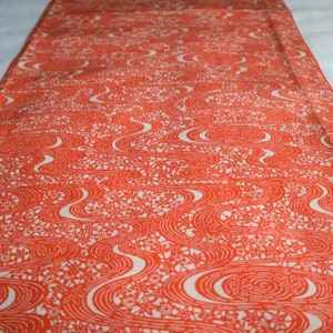 Vintage Kimono Quilt Fabric Silk Brown Orange  Art Classic Style 136cm K42 