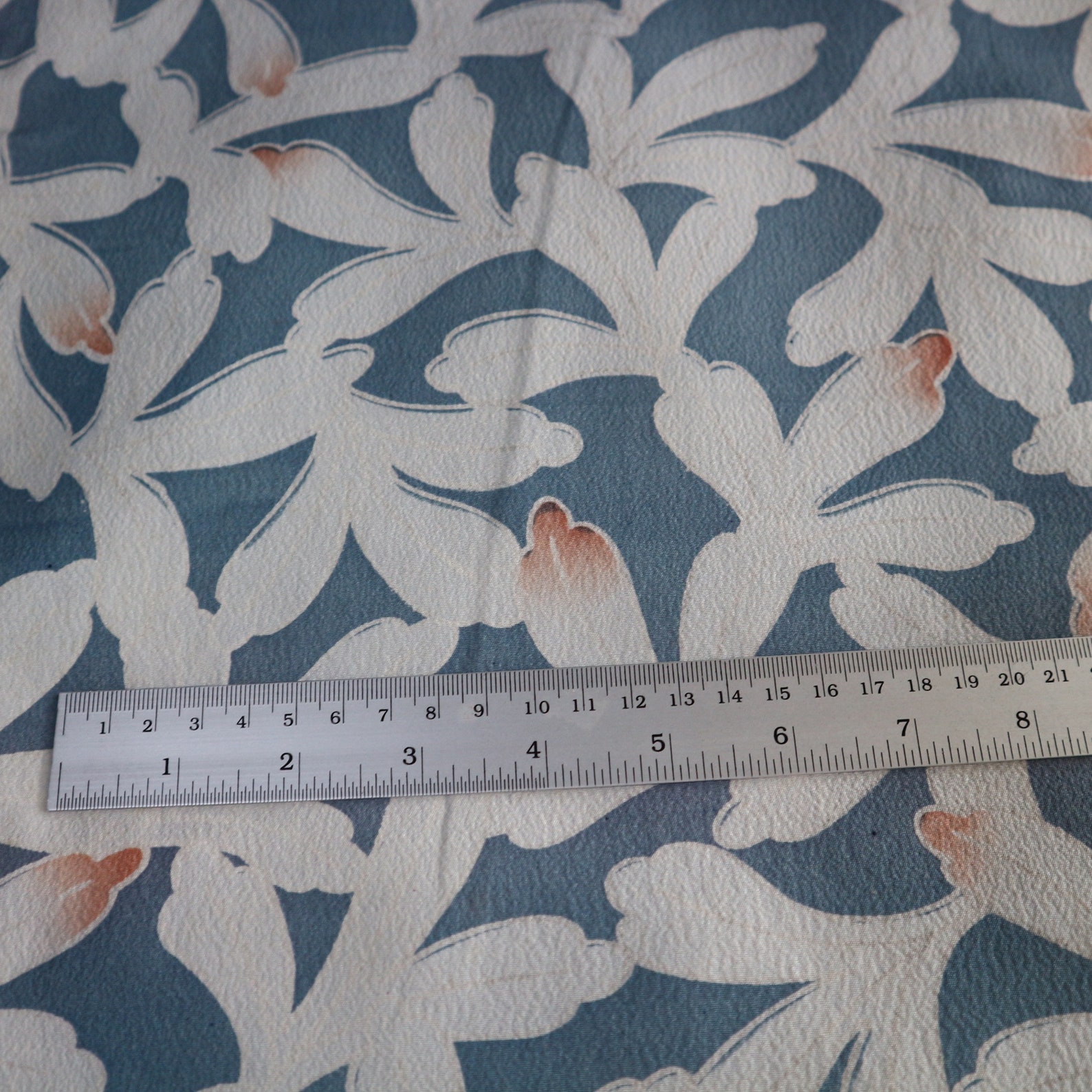 Vintage Kimono Fabric Silk Blue Art 144cm 56.4 inches Etsy