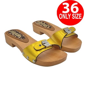 Classic golden clogs with buckle - size 36 - GL102 ORO LAM