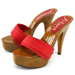red high heel clogs made in italy -K9101 ROSSO