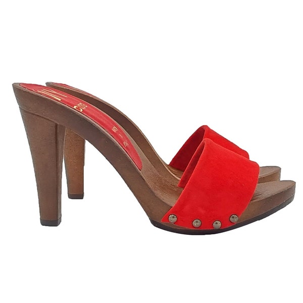 Red clogs in suede Heel 11 - from 35 to 42 - MY580 CAM ROSSO