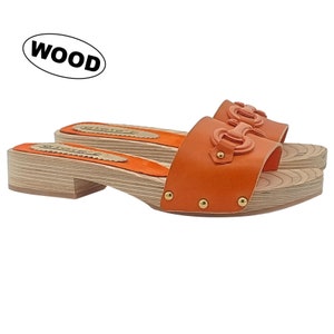 Orange clogs in leather with 2.5 cm heel Made in Italy GL133 ARANCIO image 1