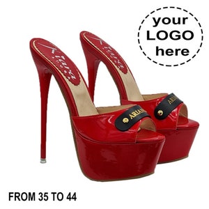 Personalized sandals in red patent leather with 17.5 stiletto heel - Made in Italy - KH20N ROSSO VERNICE