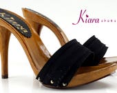 women 39 s black clogs heel 12 -KM7101 NERO