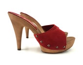 comfortable red suede clogs -K213001 ROSSO