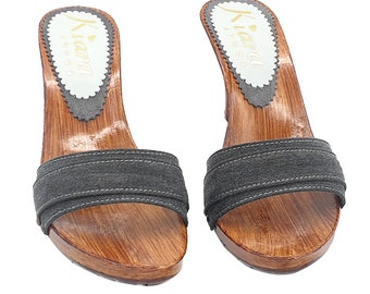 Women's Clogs With Double Gray Band Heel Cm K6101 GRIGIO