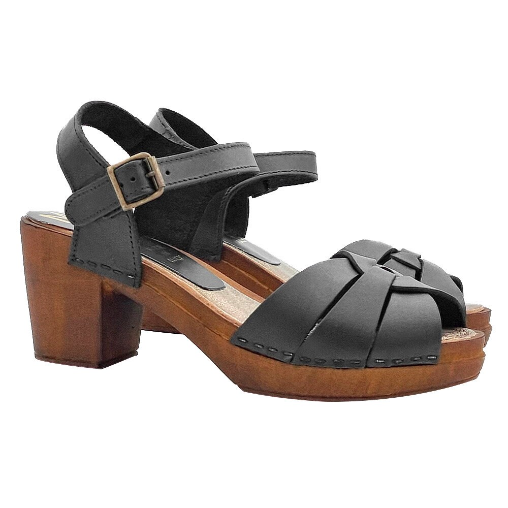 Black sandals with crossed band in leather straps heel 6,5 - Made in Italy - MY172 NERO