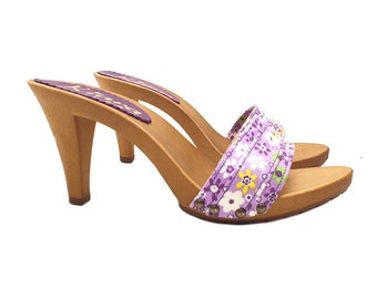 Clogs for women Kiara Shoes With band in printed fabric - K6301 PRI VIOLA