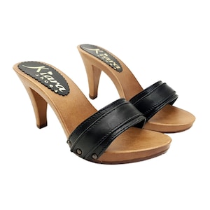Clogs with black upper heel 9 - K6301 P NERO