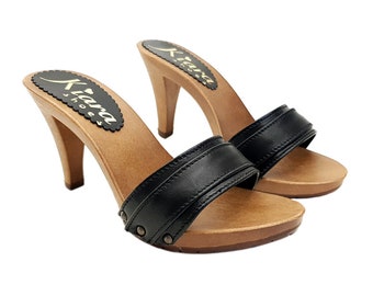 Clogs with black upper heel 9 - K6301 P NERO