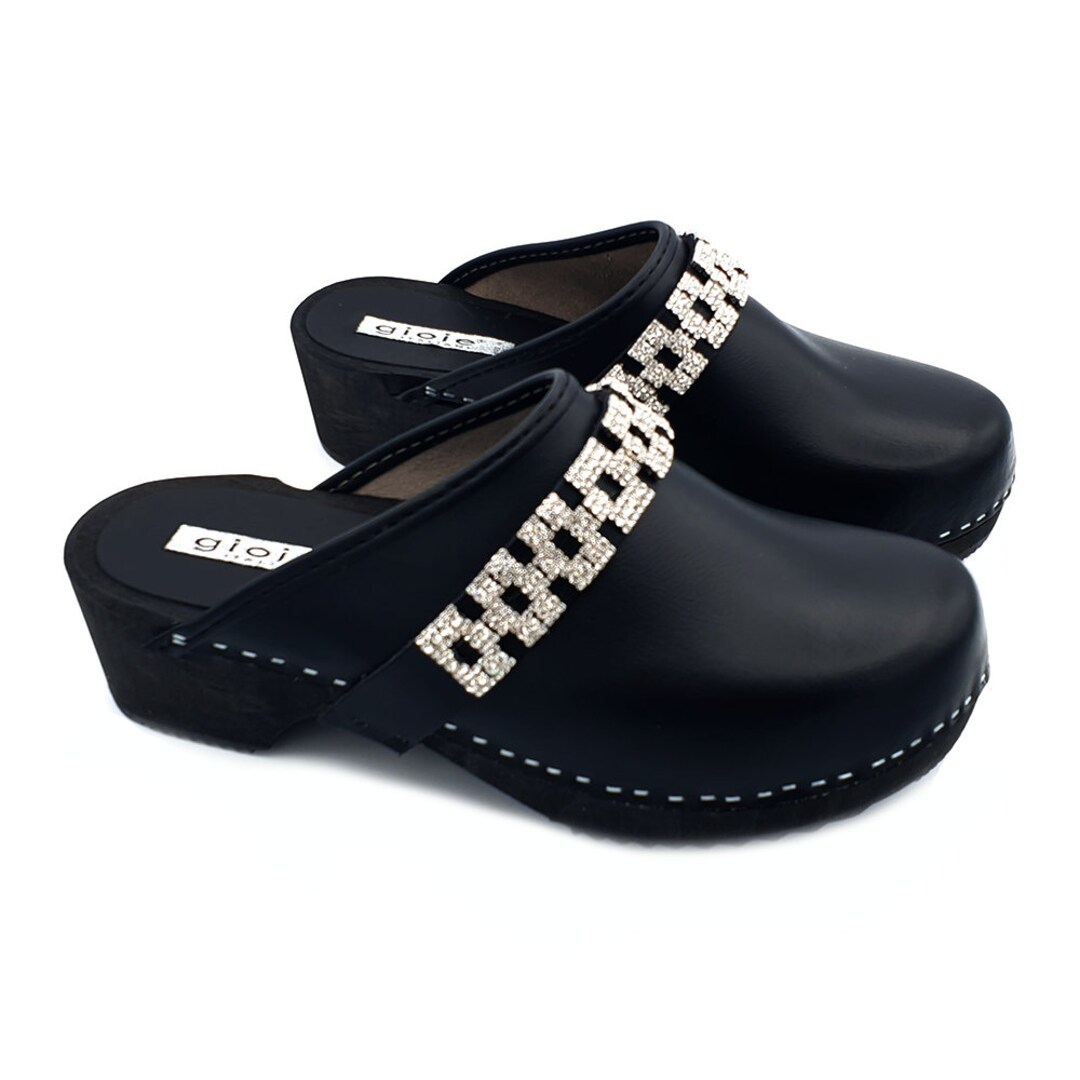 Dutch Clogs Made Entirely by Hand in Wood With Jewel Accessory G6419 NERO Etsy