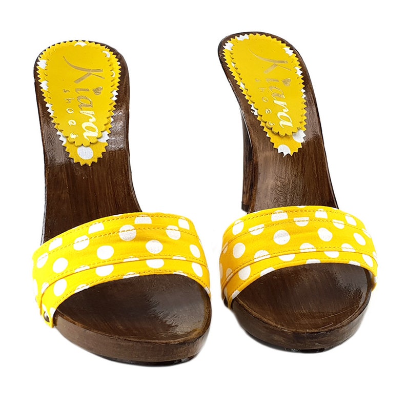 yellow clog heels