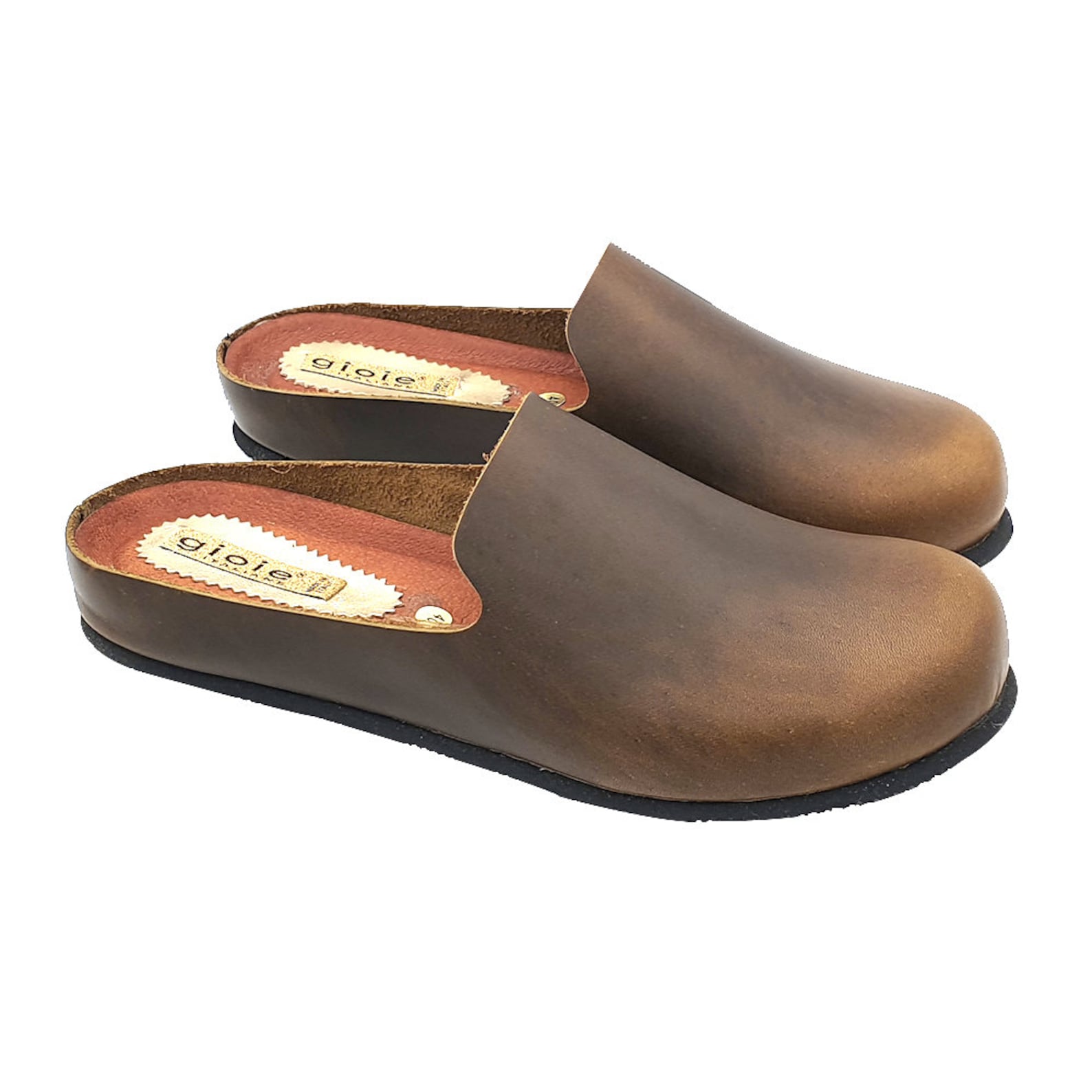 Green Sabots Dark Olive Green Low Leather Sabot - Soft and Comfortable Slippers ...