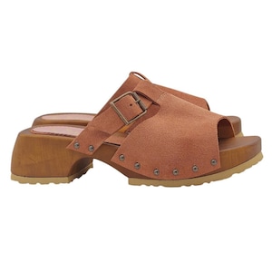 Low clogs in suede with buckle - Made in Italy - MY227 CAM ROSA
