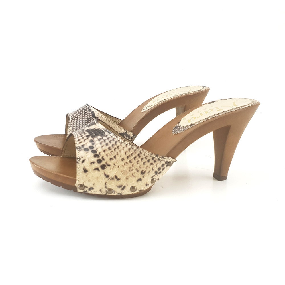Beige Mules With Decorated Patterned Band Heel 9 K639001 PIT Etsy