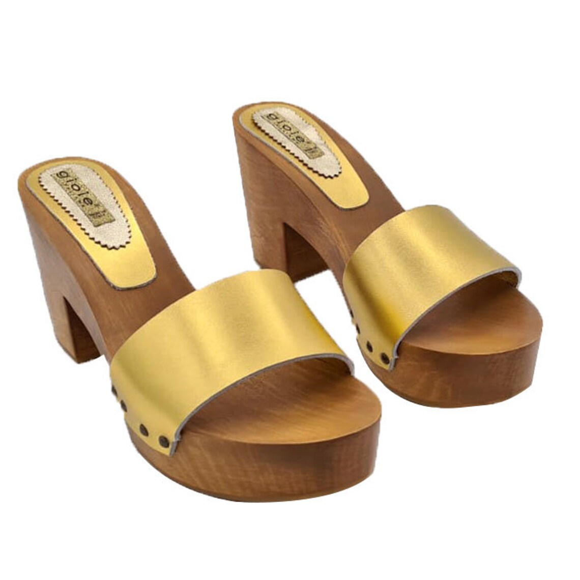 Mules Talon Aiguille 14cm Kiara Shoes Or - Pointe Ouverte, Cuir, Tailles 35 à 46