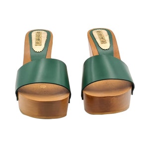 Comfortable mules with green leather band FROM 35 to 46 GL201 VERDE image 4