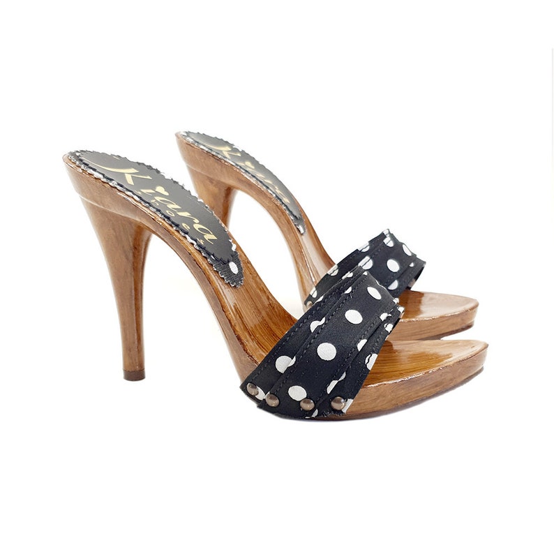 Mules En Cuir Noir - Talon Aiguille 13cm - Plateforme 4cm - Fabriqué En Italie - Taille 35 à 42