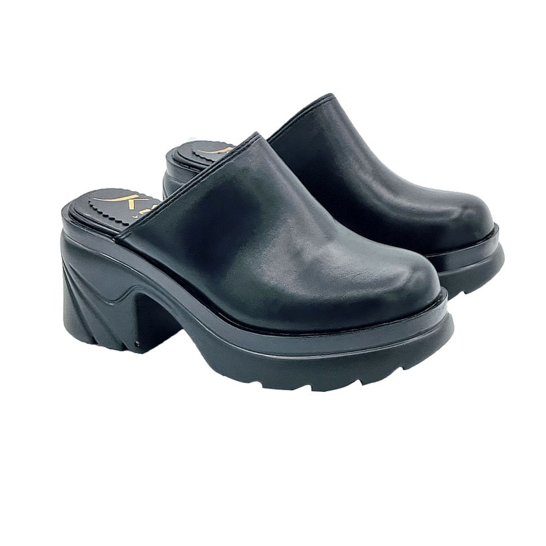 Black Swedish clogs with 8 heel Made in Italy KC06 NERO image 4