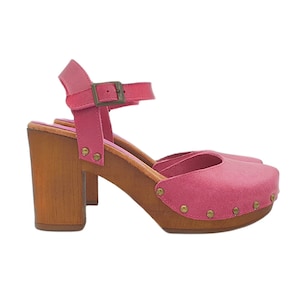 Swedish clogs in fuchsia leather Made in Italy - MY127 FUXIA
