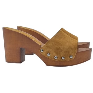 Clogs in ocher suede with heel 9 - Made in Italy - MY139 CAM OCRA