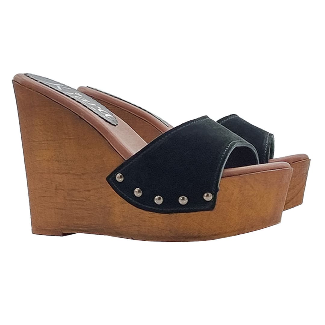 Wedges With Black Suede Band and 13 Heel - KZ3001 NERO - Etsy