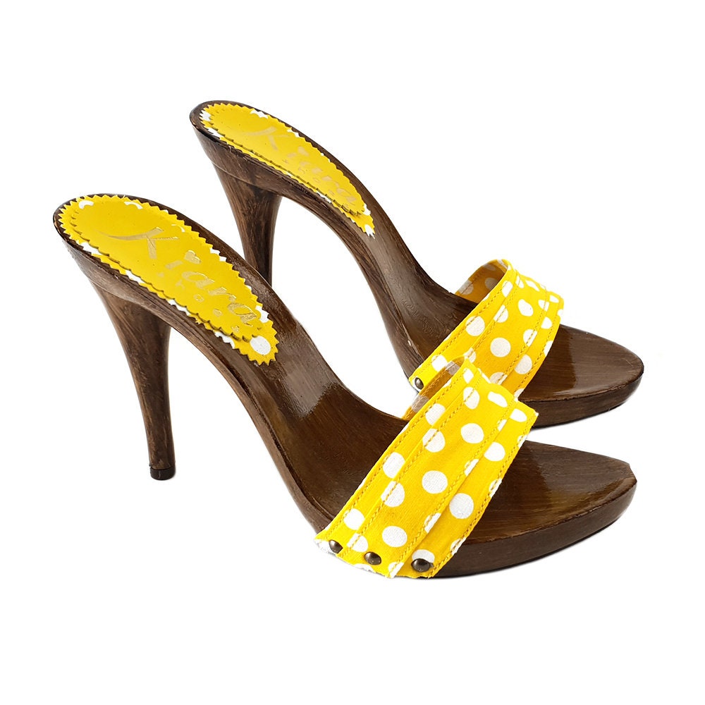 yellow clog heels